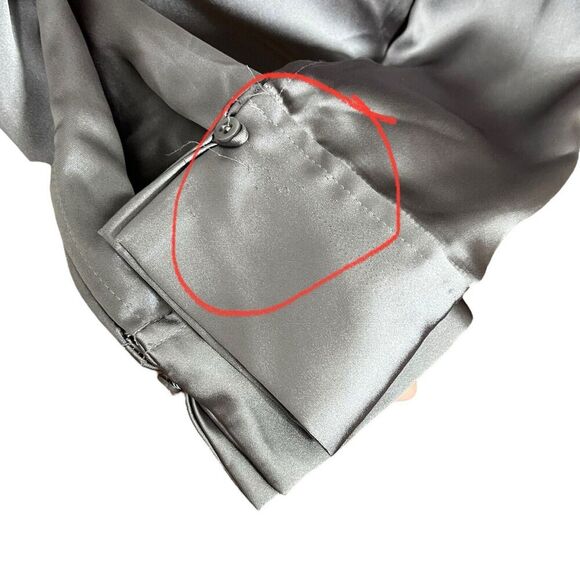 ZARA Satin Faux Wrap Mini Dress Charcoal Grey A-Line Women’s Size Large - Picture 13 of 13